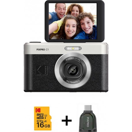 Kodak Appareil photo Compact Pixpro C1 Black + Micro SD 16Go